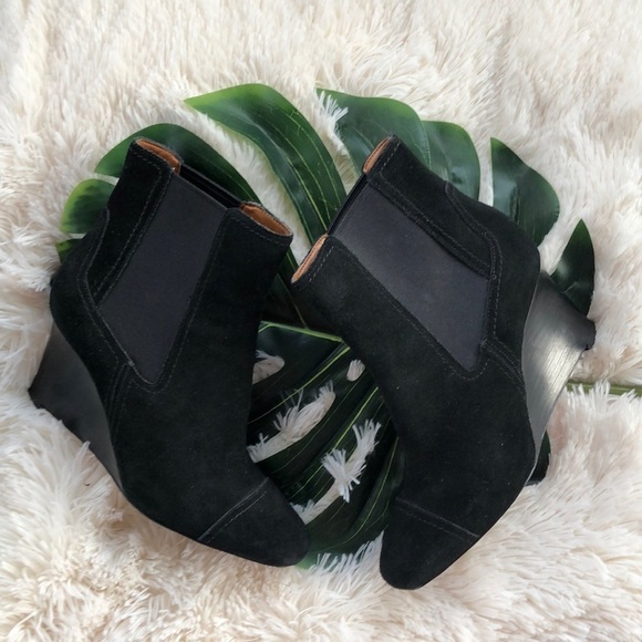 Nine West Shoes - Nine West Suede Leather Wedge Ankle Boots in Black 5.5
